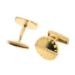 BVLGARI Double Diamond Cufflinks K18 YG Yellow Gold 750