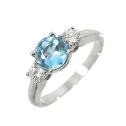 Tiffany & Co. Size 12 Ring Aquamarine Diamond Pt Platinum