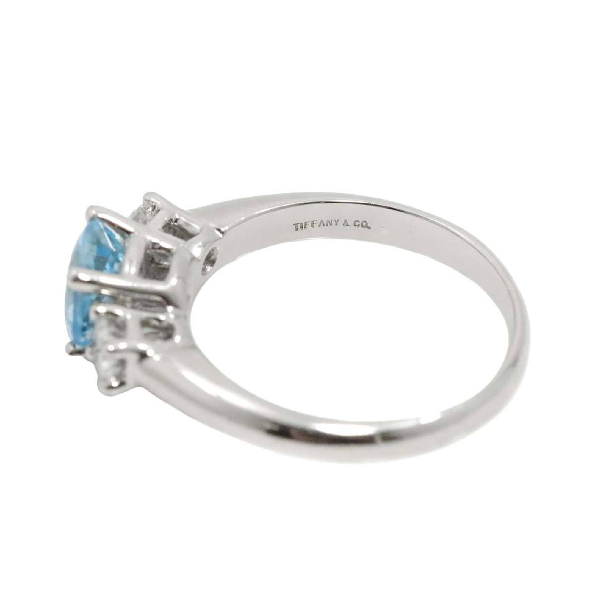 Tiffany & Co. Size 12 Ring Aquamarine Diamond Pt Platinum