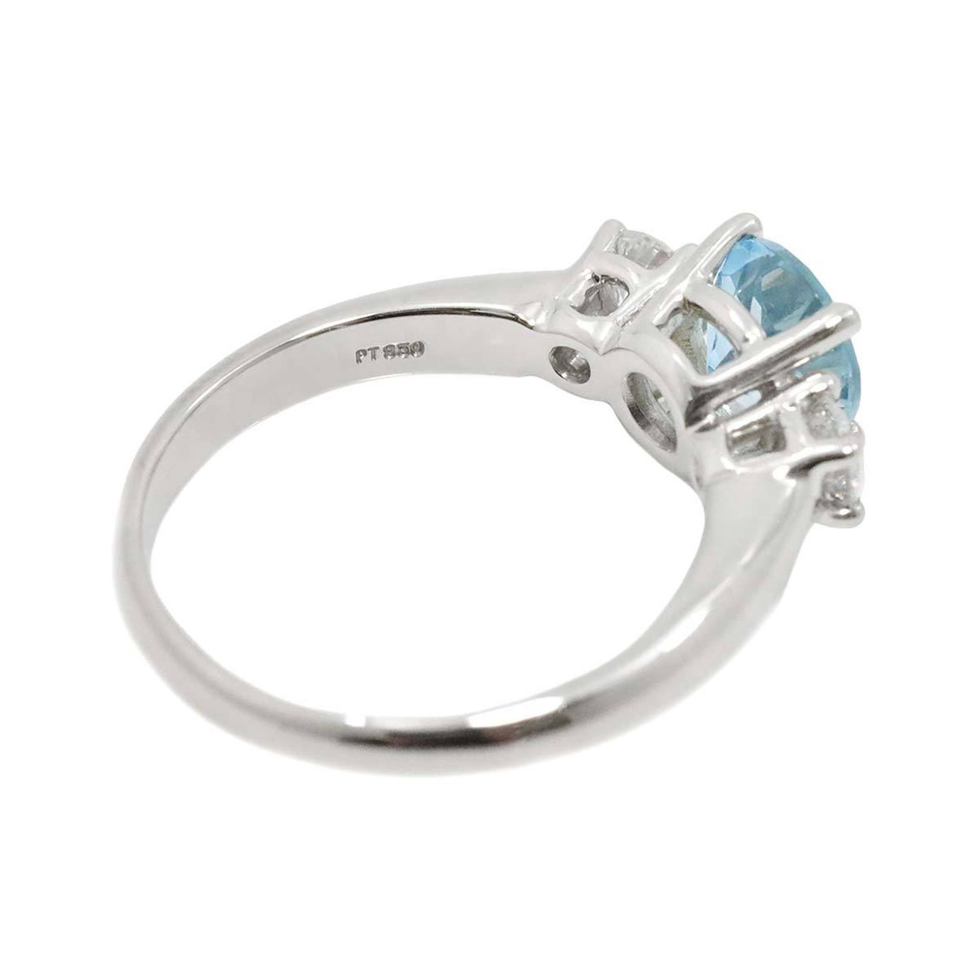 Tiffany & Co. Size 12 Ring Aquamarine Diamond Pt Platinum