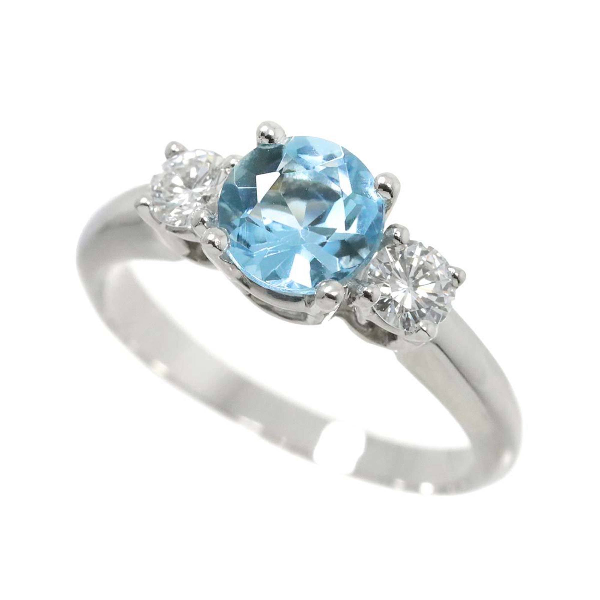 Tiffany & Co. Size 12 Ring Aquamarine Diamond Pt Platinum