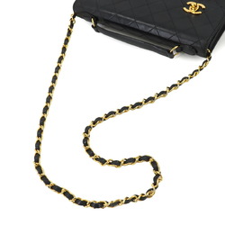 CHANEL Matelasse Double Turnlock 2way Hand Chain Shoulder Bag Leather Black Gold Hardware