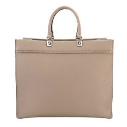 FENDI Sunshine Medium 2way Tote Shoulder Bag Leather Beige 8BH386 Silver Hardware