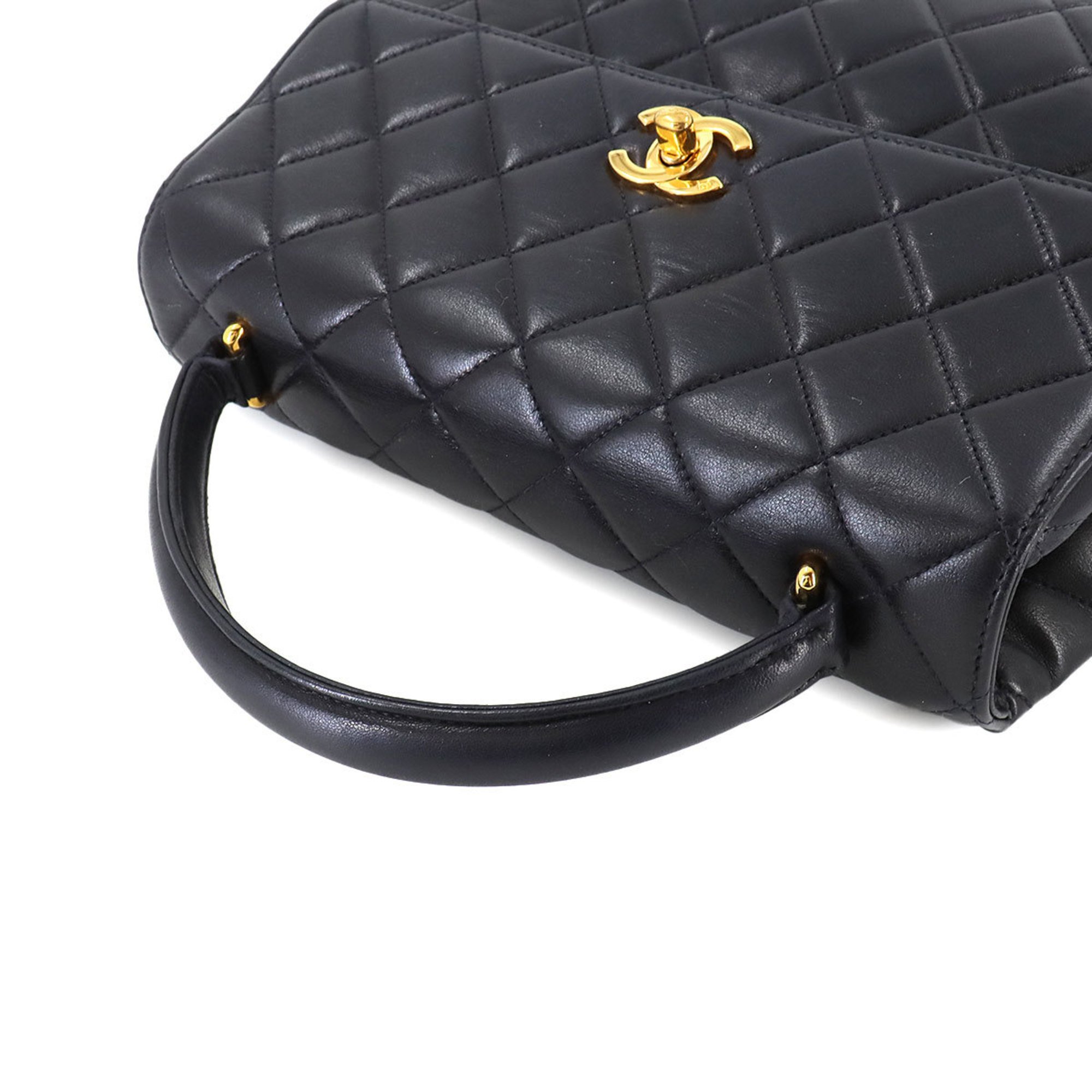 CHANEL Matelasse Handbag A12391 Leather Navy Gold Hardware Bag