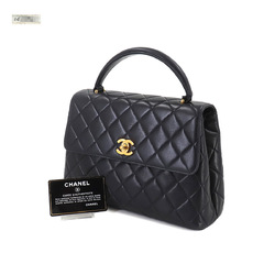 CHANEL Matelasse Handbag A12391 Leather Navy Gold Hardware Bag