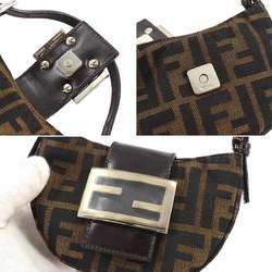 FENDI Zucca Croissant Pouch Canvas Leather Brown Silver Metal Fittings Mini Bag