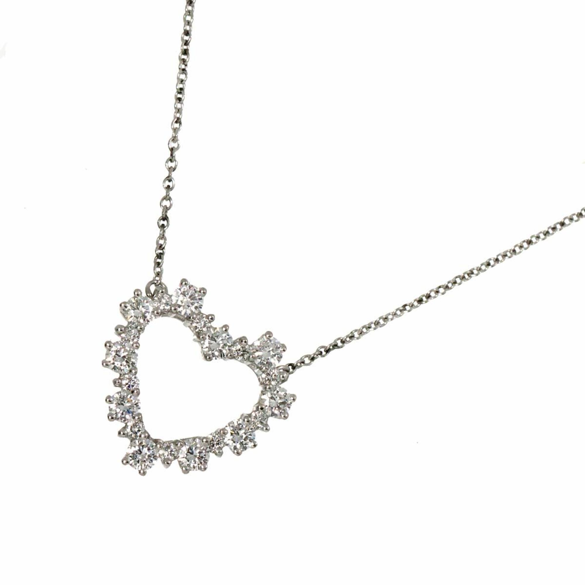 Tiffany & Co. Heart Diamond Necklace 40cm Pt Platinum