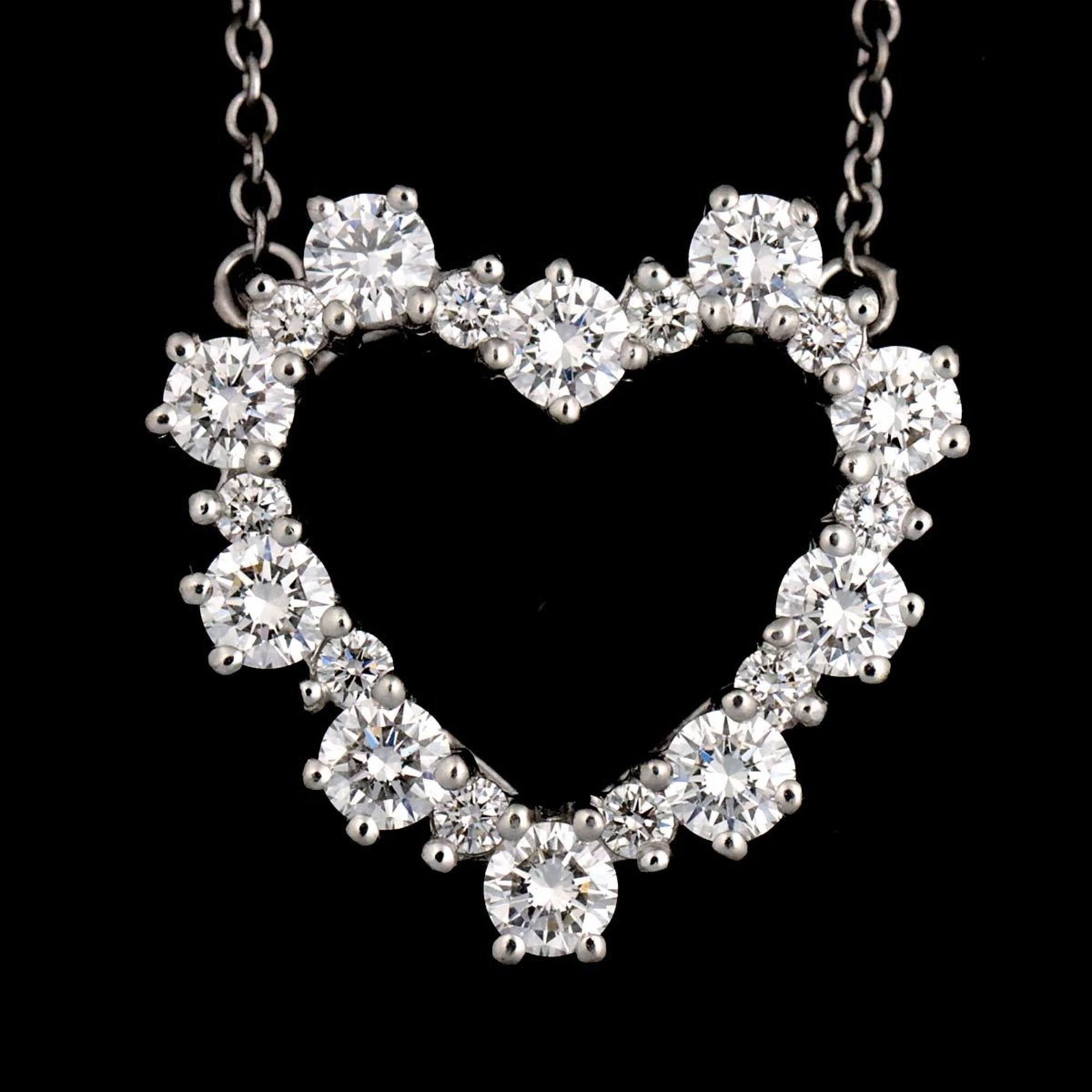 Tiffany & Co. Heart Diamond Necklace 40cm Pt Platinum