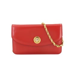 CELINE Star Ball Chain Shoulder Bag Leather Red Gold Hardware