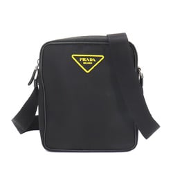 PRADA Shoulder Bag Nylon Leather Black Yellow 2VH112 Silver Hardware