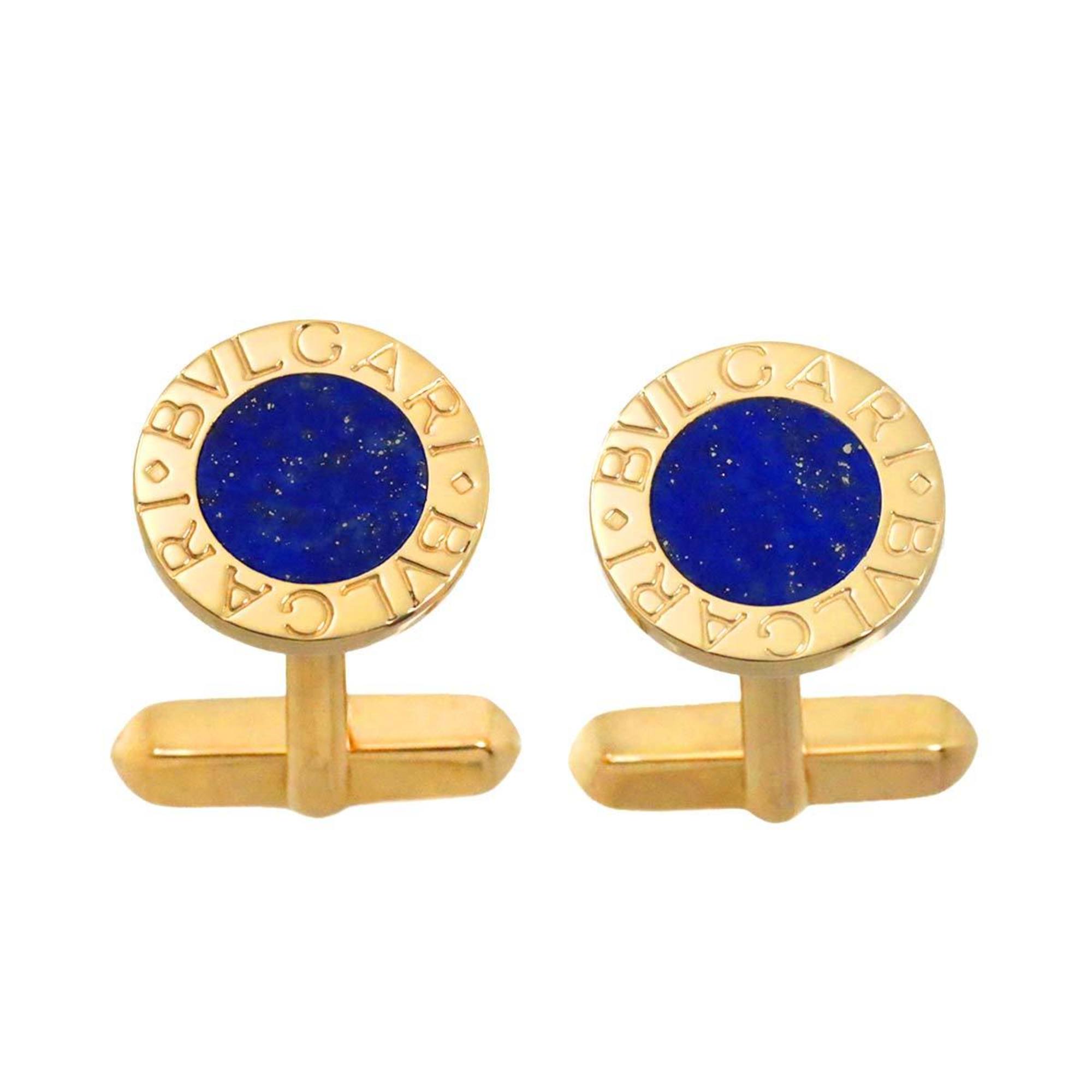 BVLGARI Double Lapis Lazuli Cufflinks K18 YG Yellow Gold 750