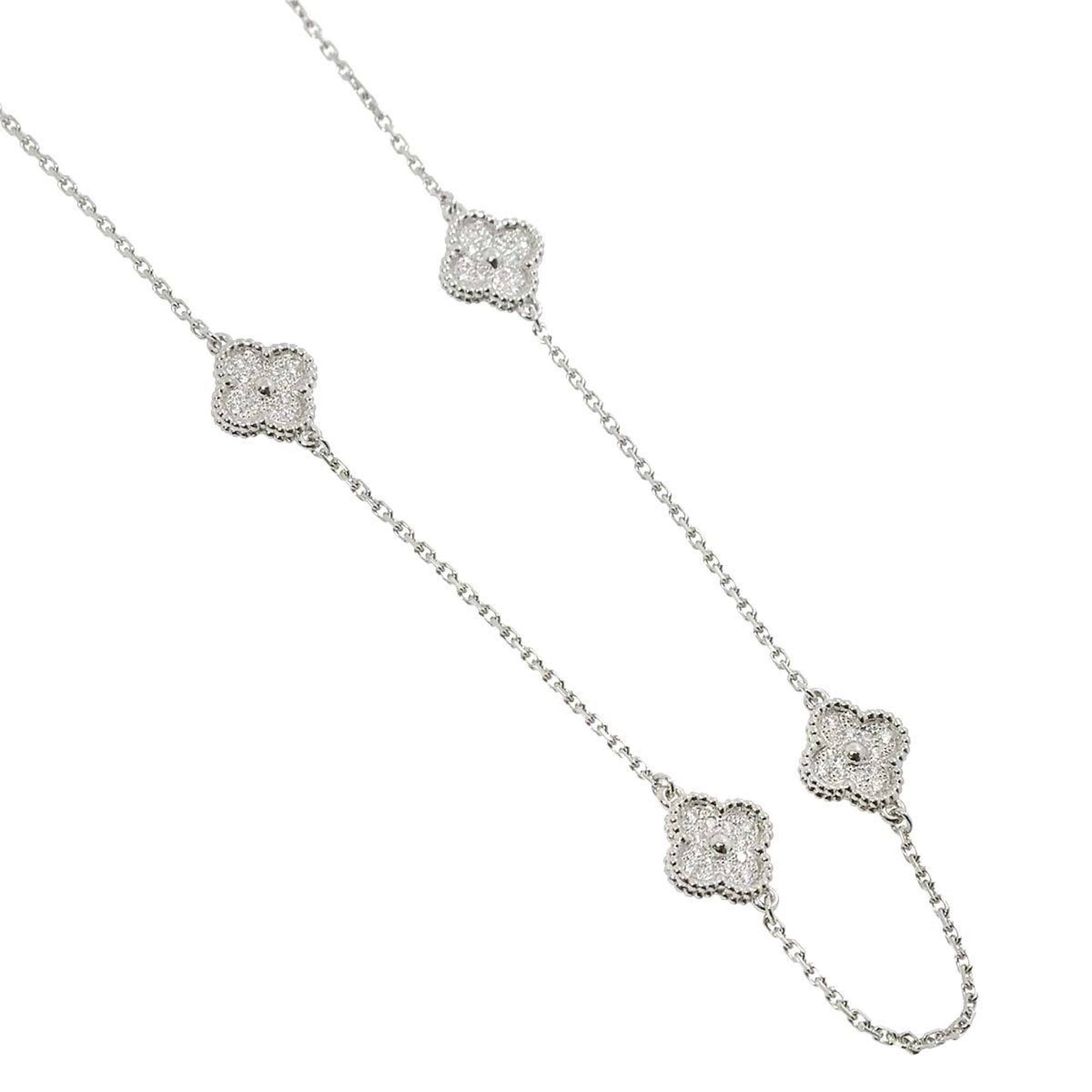 Van Cleef & Arpels VCA Sweet Alhambra 16P Diamond Long Necklace 80cm K18 WG 750