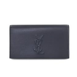 Saint Laurent Clutch Bag Leather Navy 361120 Gold Hardware