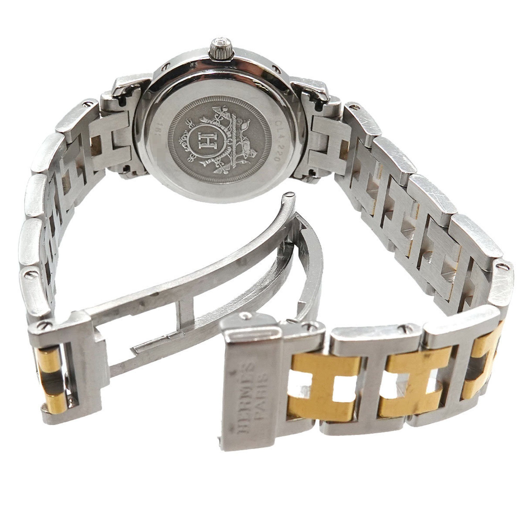 Hermes Clipper Combi CL4 220 Ladies Watch Date Ivory Quartz