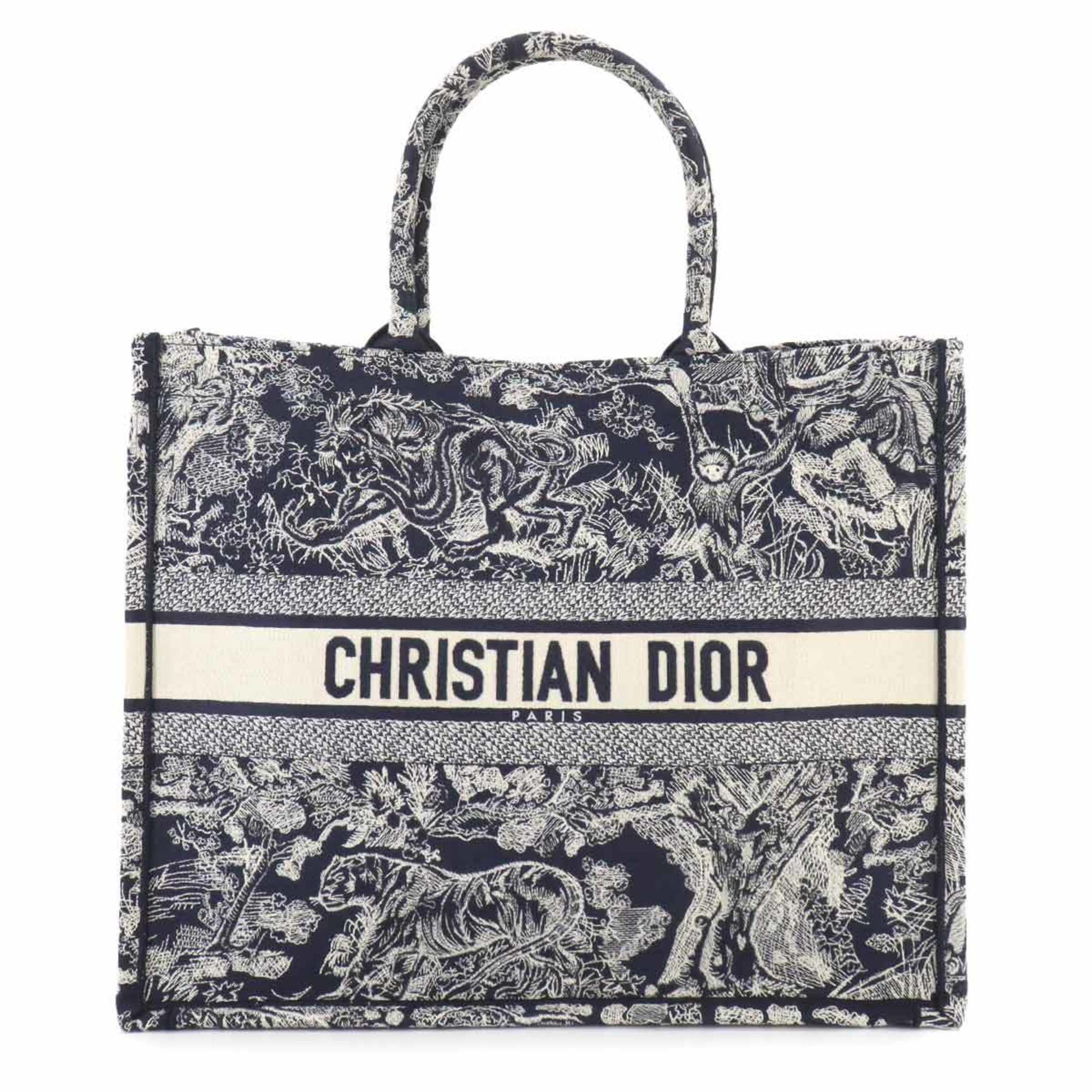 Christian Dior Reverse Toile de Jouy Book Tote Large Bag Canvas Navy M1286ZRGO