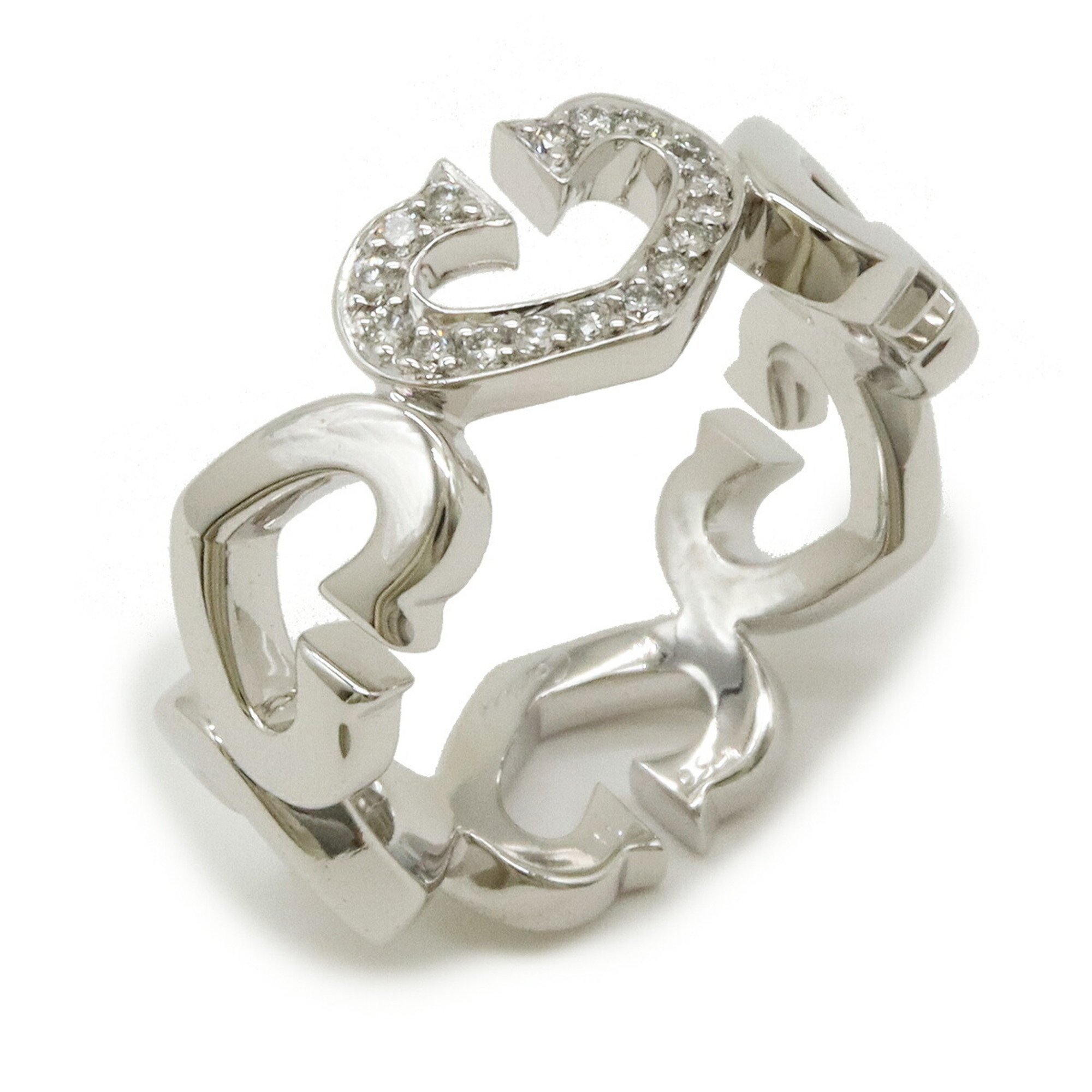 Cartier C Heart Ring 1 Motif Pave Diamond K18WG 750WG White Gold #51 Day Size Approx. 11