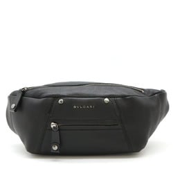 BVLGARI Octo Body Bag, Waist Pouch, Shoulder Leather, Black