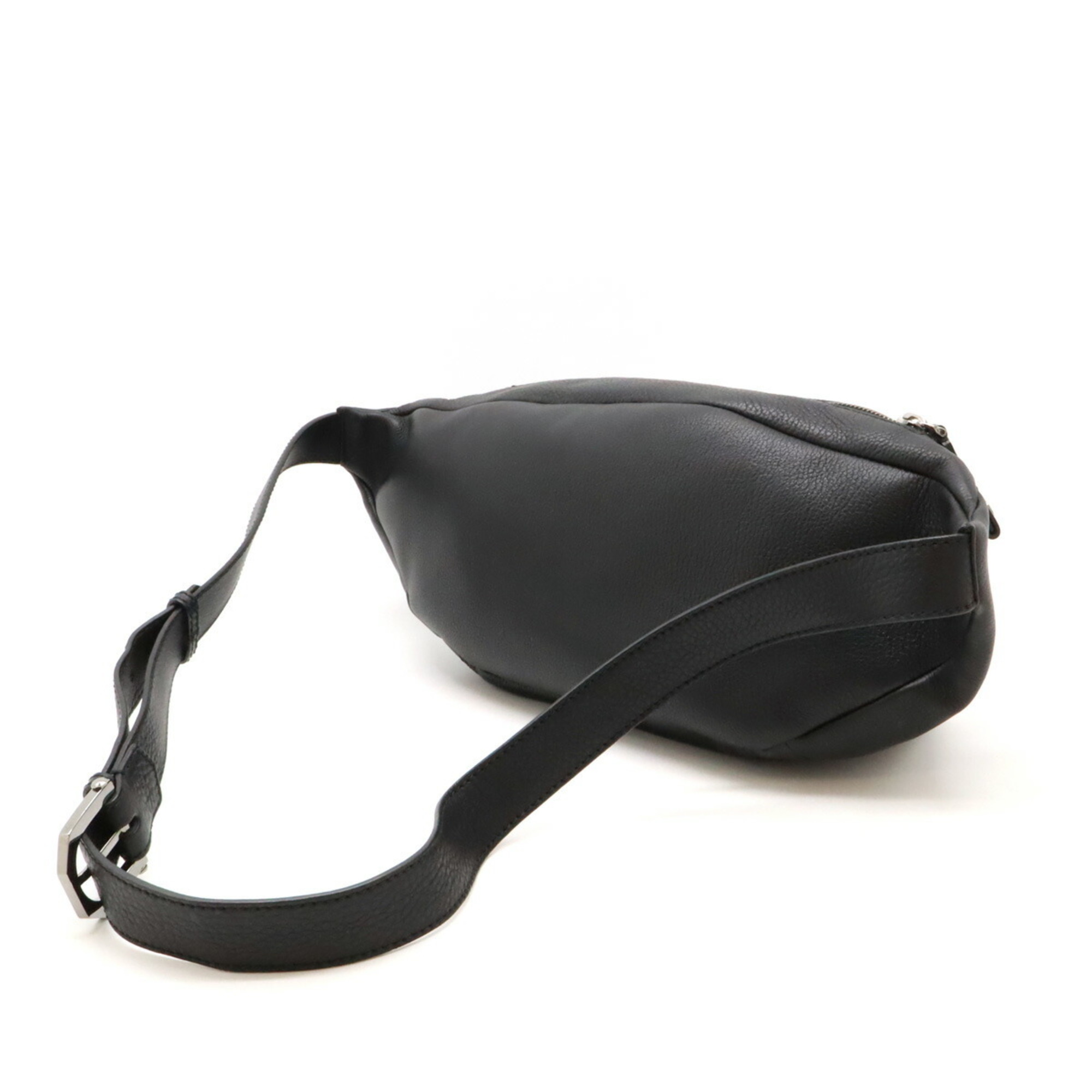 BVLGARI Octo Body Bag, Waist Pouch, Shoulder Leather, Black