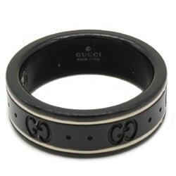 GUCCI Icon Ring GG Synthetic Corundum K18WG 750WG White Gold Black #18 Size 17.5 225985