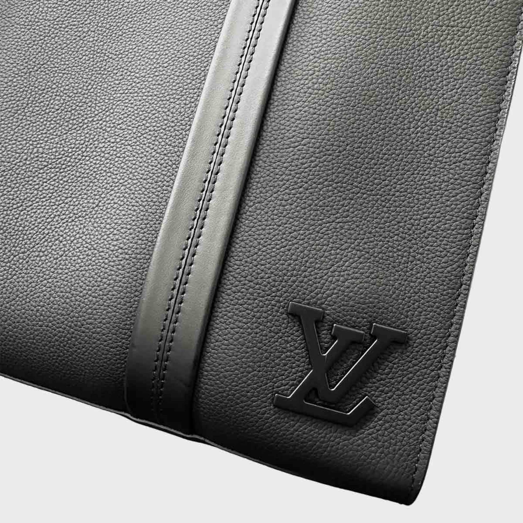 Louis Vuitton Aerogram Takeoff Leather Black M57308 RFID Tote