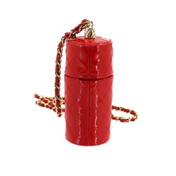 CHANEL Matelasse Chain Shoulder Lip Case Patent Leather Red AP1572 Gold Metal Fittings Rip Holder