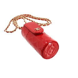 CHANEL Matelasse Chain Shoulder Lip Case Patent Leather Red AP1572 Gold Metal Fittings Rip Holder