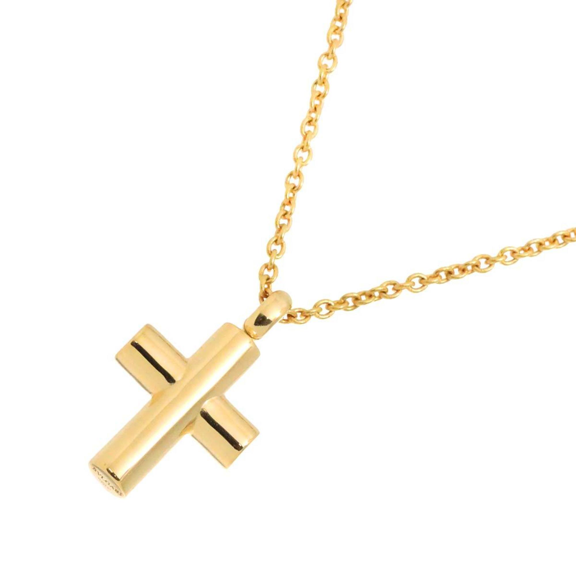 BVLGARI Latin Cross Necklace 40cm K18 YG Yellow Gold 750