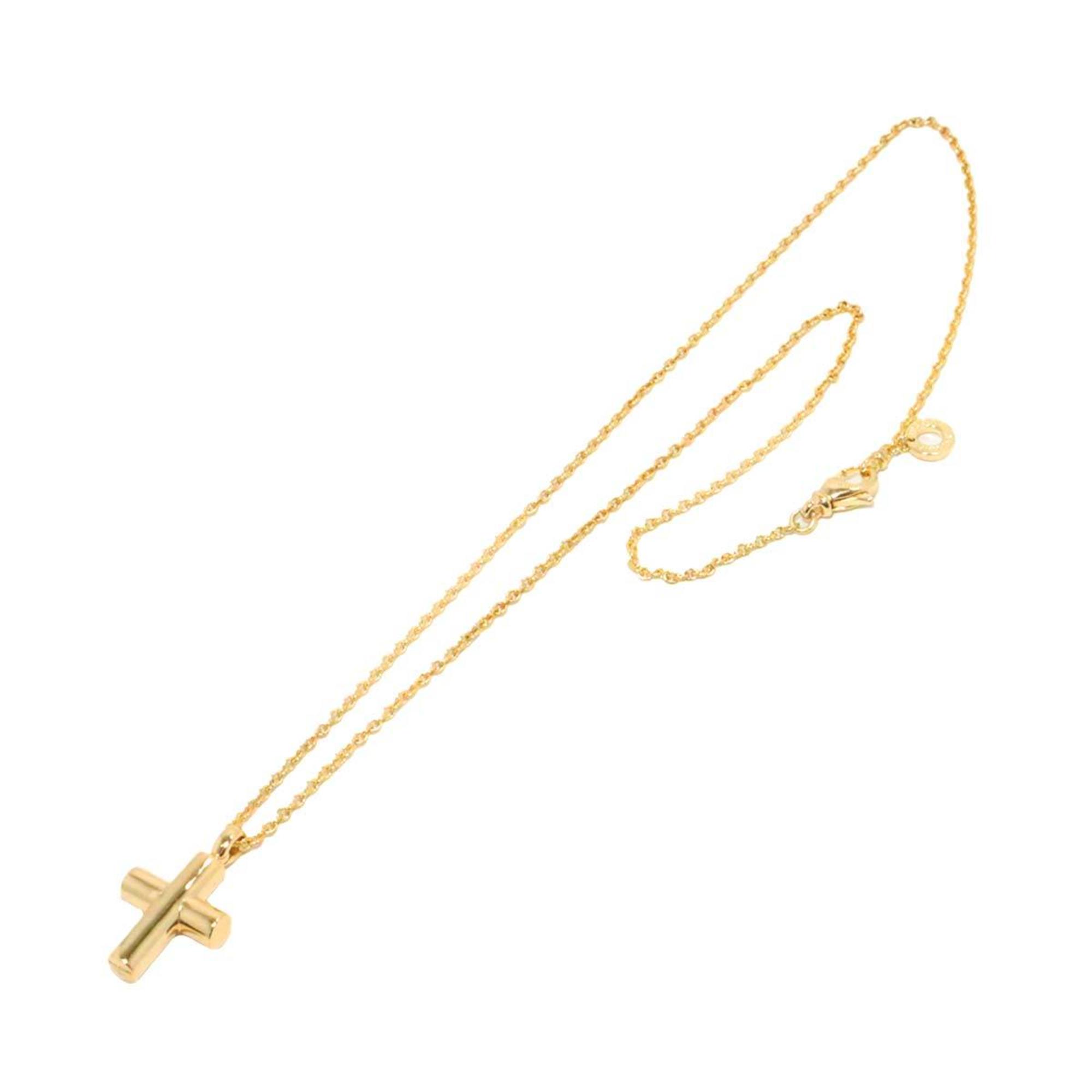 BVLGARI Latin Cross Necklace 40cm K18 YG Yellow Gold 750