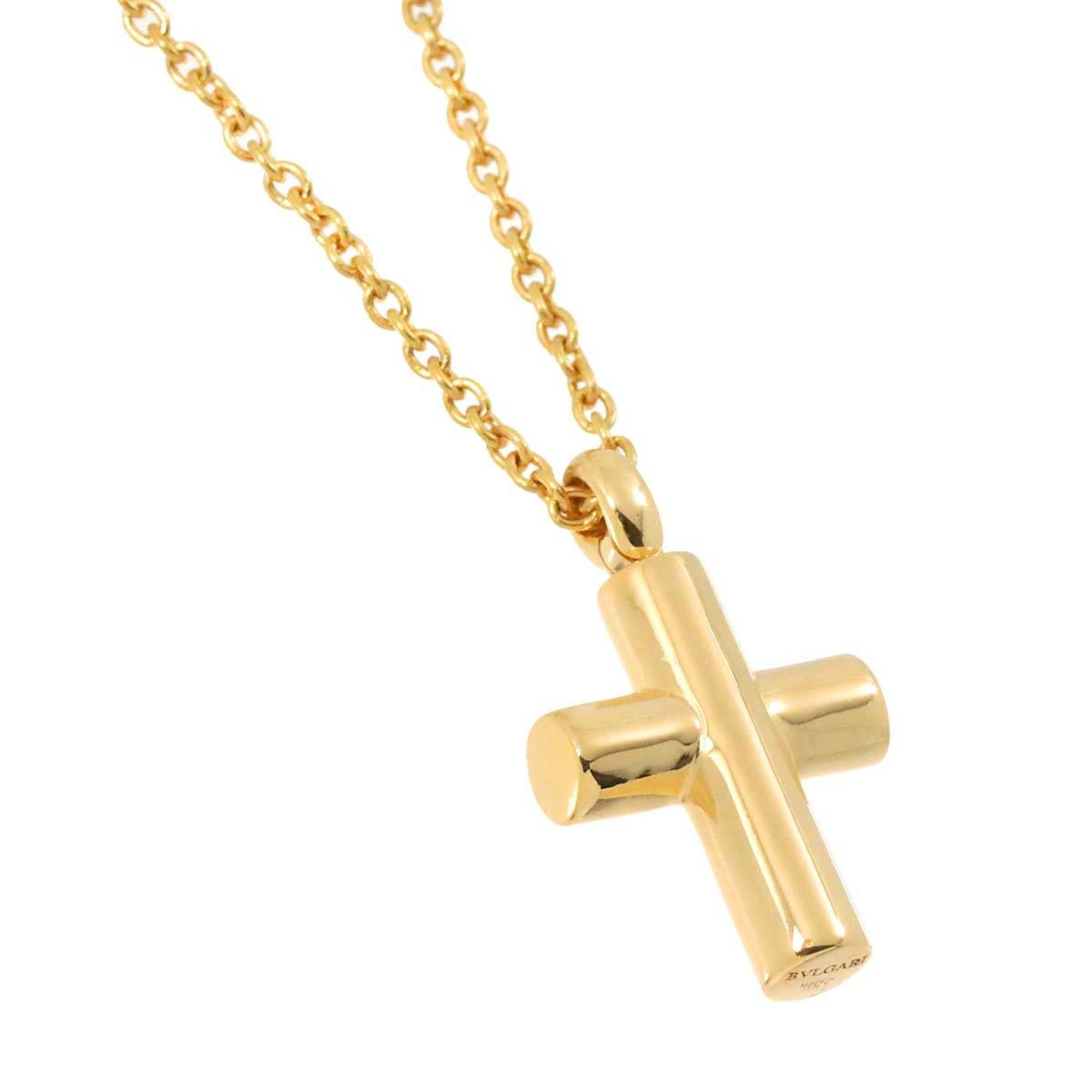 BVLGARI Latin Cross Necklace 40cm K18 YG Yellow Gold 750