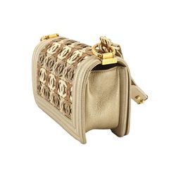 CHANEL Boy Chanel Chain Shoulder Bag Leather Metallic Gold A67085 Hardware