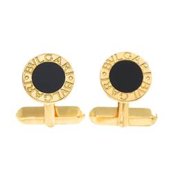 BVLGARI Double Onyx Cufflinks K18 YG Yellow Gold 750