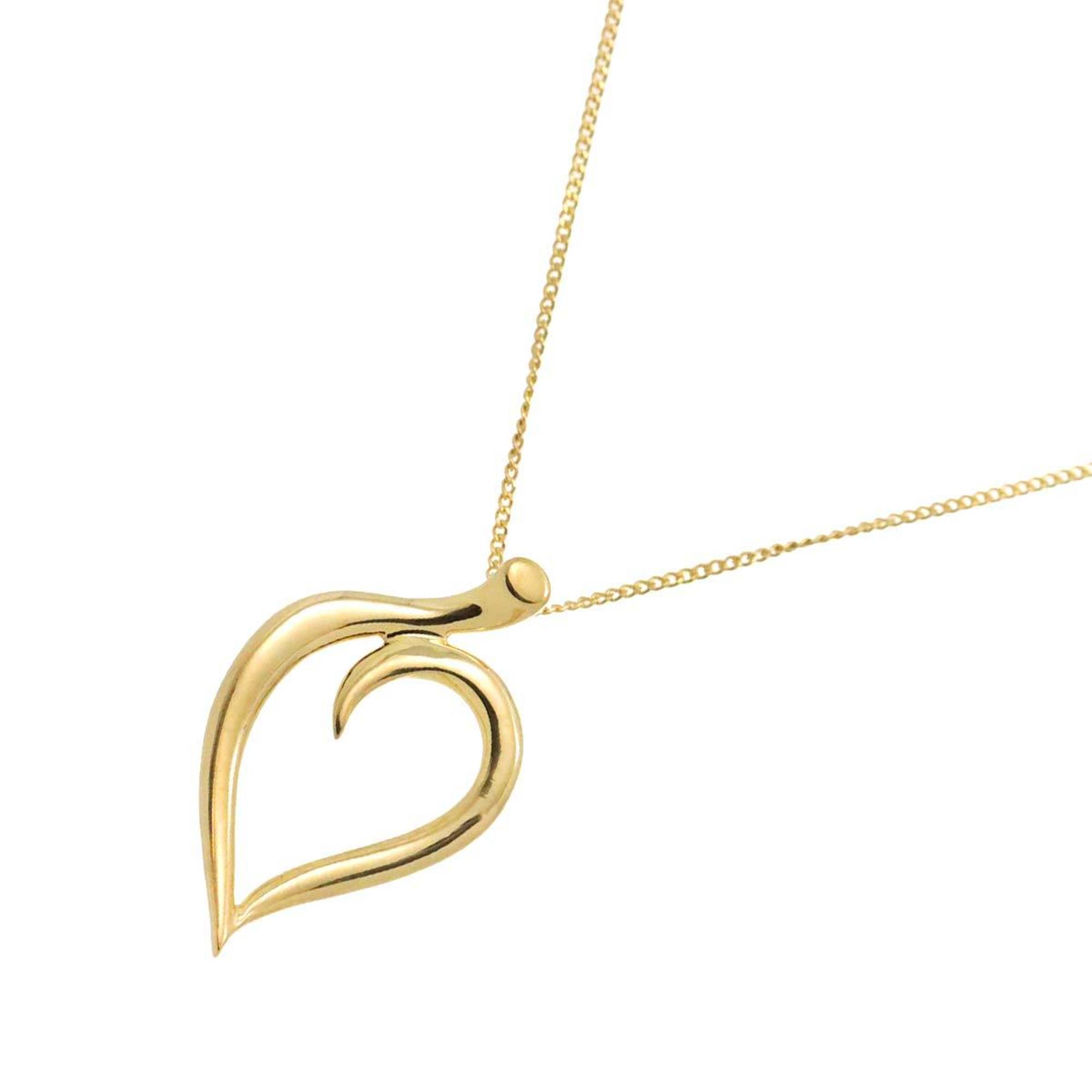 Tiffany & Co. Heart Leaf Necklace 44cm K18 YG Yellow Gold 750