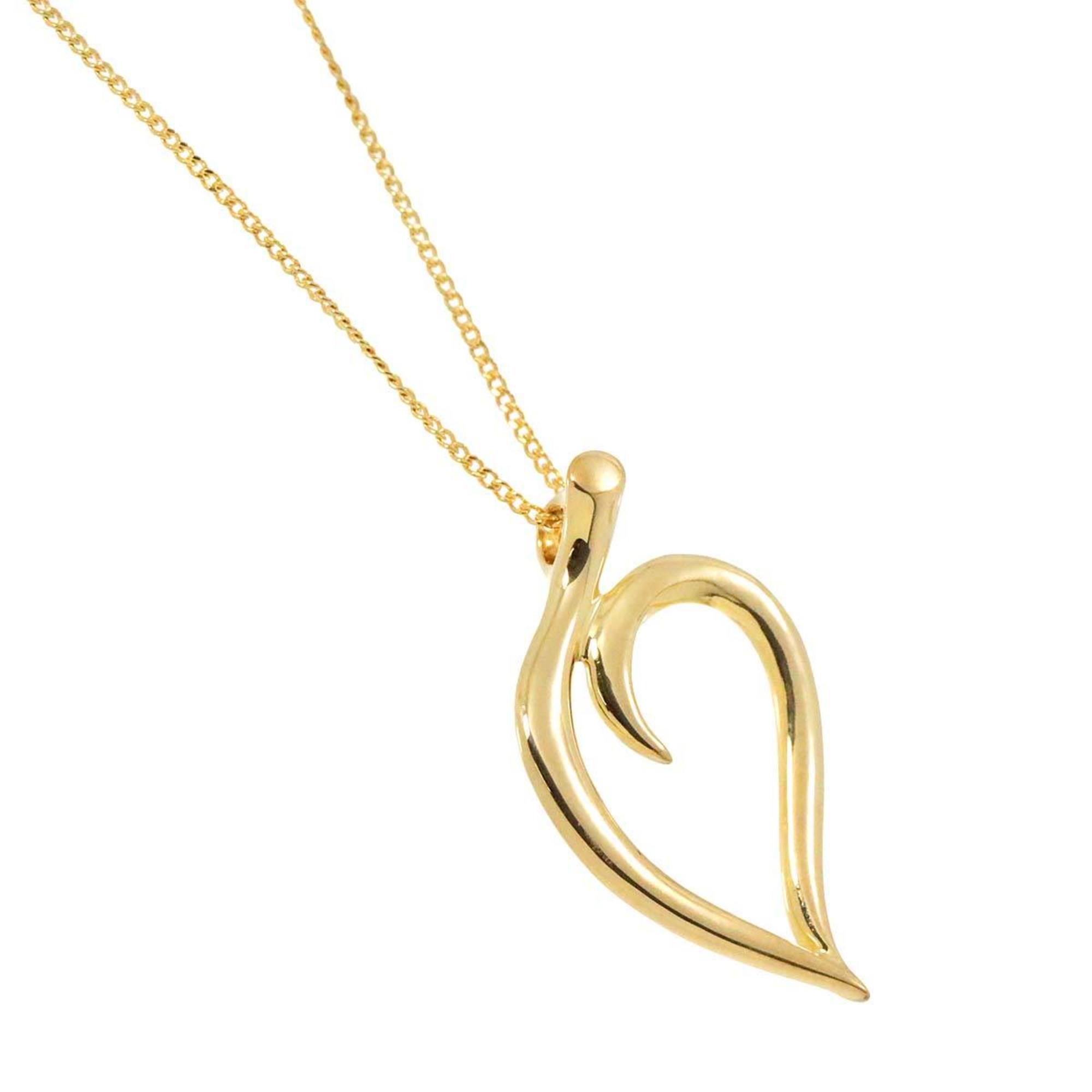 Tiffany & Co. Heart Leaf Necklace 44cm K18 YG Yellow Gold 750