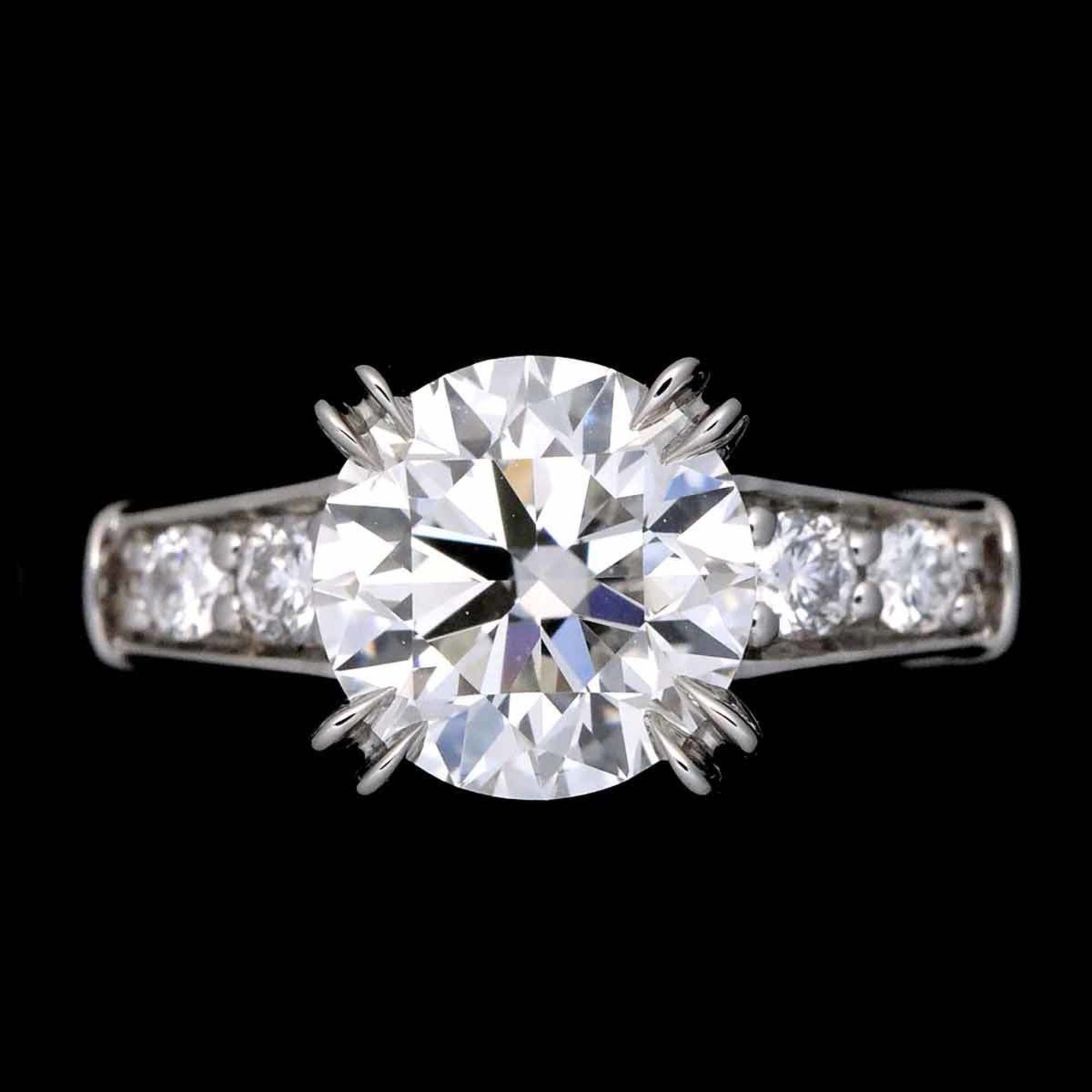 Harry Winston HARRY WINSTON Diamond 0.72ct F/VVS2/3EX Size 7.5 Ring Round Trist Pt Platinum Certificate