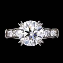 Harry Winston HARRY WINSTON Diamond 0.72ct F/VVS2/3EX Size 7.5 Ring Round Trist Pt Platinum Certificate