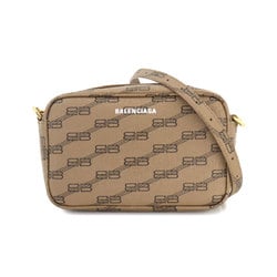 BALENCIAGA BB Monogram Signature Small Camera Bag Shoulder PVC Brown 702701 Gold Hardware