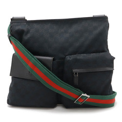 GUCCI Gucci GG Canvas Sherry Line Shoulder Bag Leather Black Green Red 169937