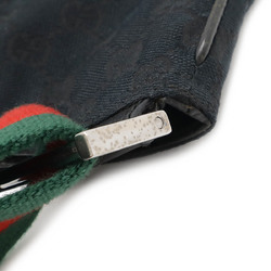 GUCCI Gucci GG Canvas Sherry Line Shoulder Bag Leather Black Green Red 169937