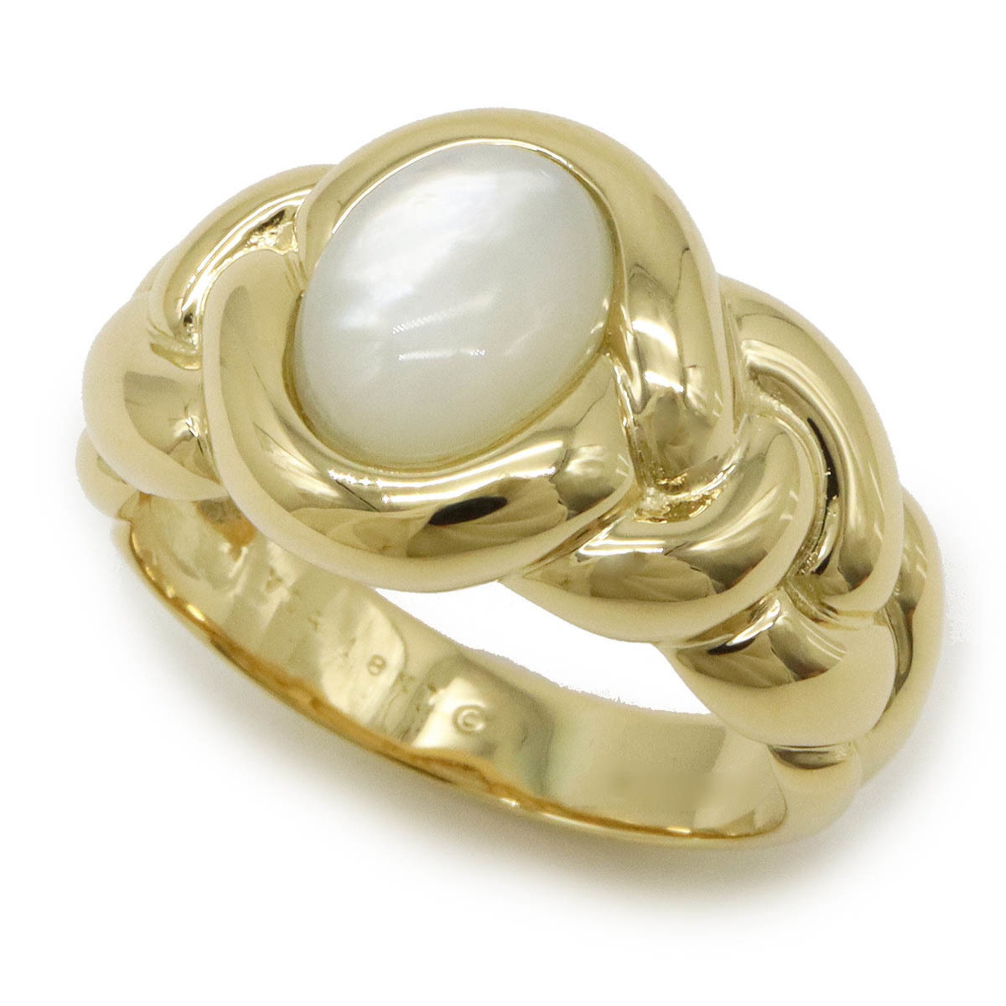 Van Cleef & Arpels VCA Shell Ring, K18 750YG Yellow Gold, Actual size: approx. 19