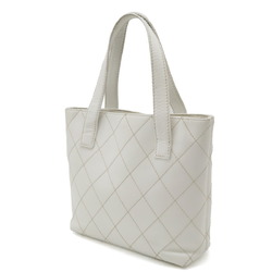 CHANEL Wild Stitch Coco Mark Tote Bag Handbag Leather White A18126