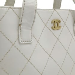 CHANEL Wild Stitch Coco Mark Tote Bag Handbag Leather White A18126