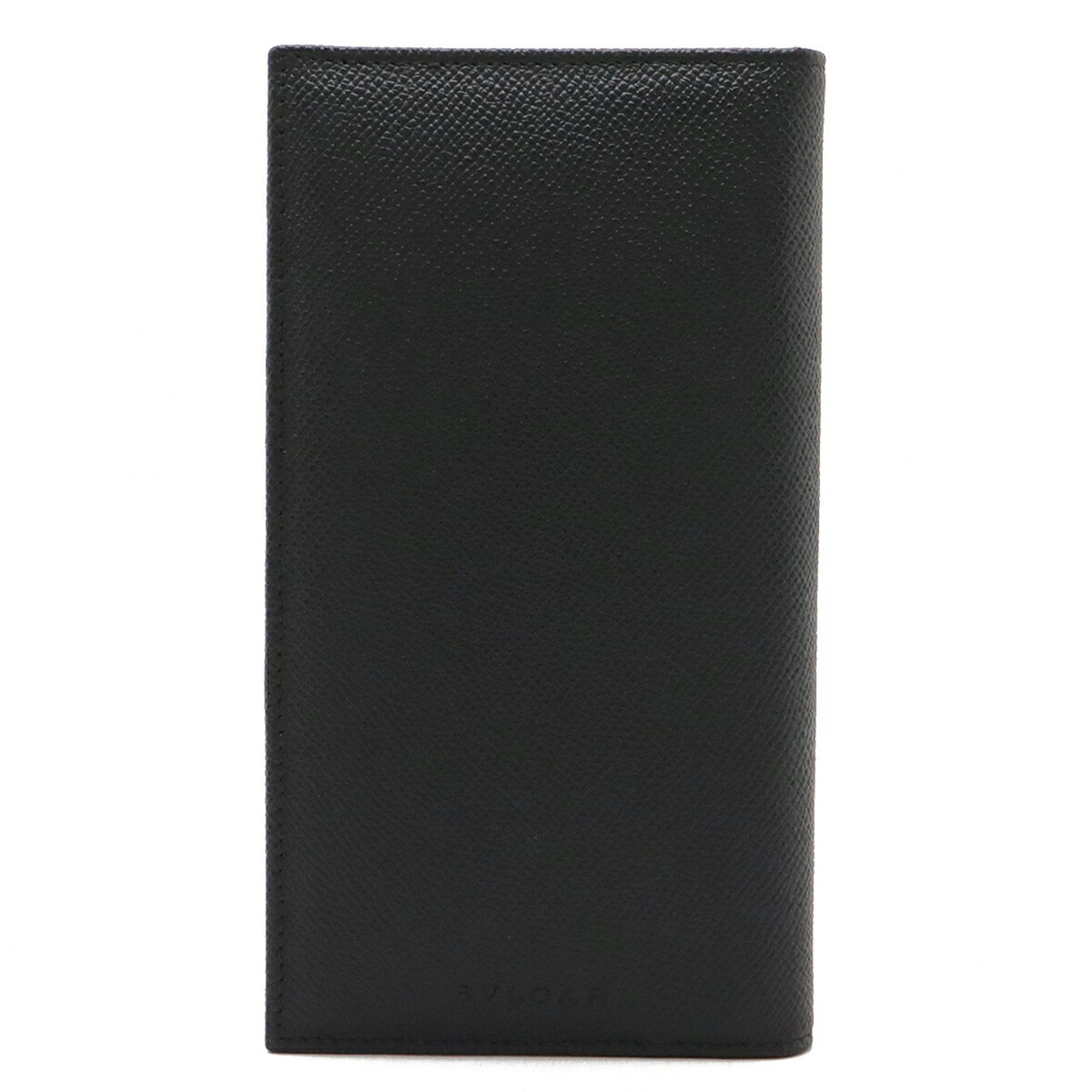 BVLGARI Classico Bi-fold Long Wallet Grain Leather Black 25752