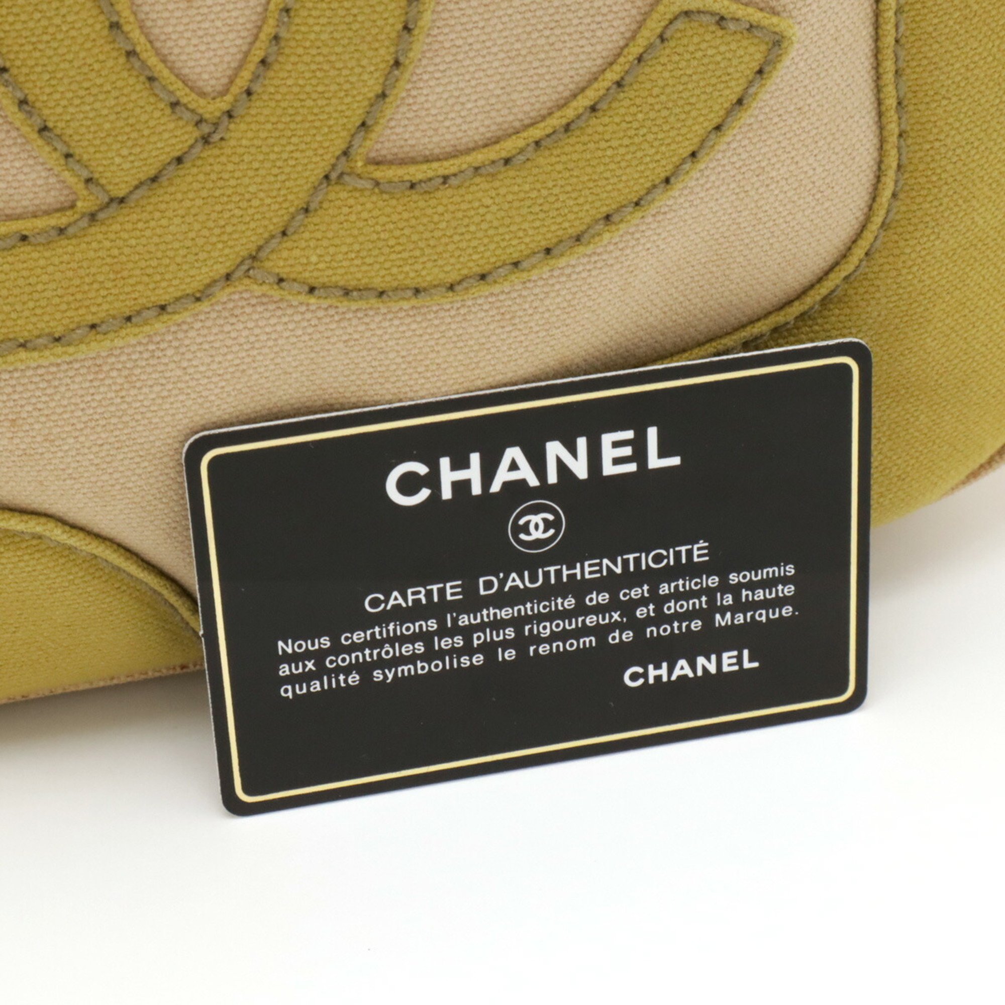 CHANEL Marshmallow Tote Bag Handbag Coco Mark Canvas Beige Green Pink A24228