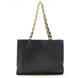 CHANEL Coco Mark Chain Tote Bag Large Shoulder Leather Black