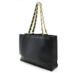 CHANEL Coco Mark Chain Tote Bag Large Shoulder Leather Black