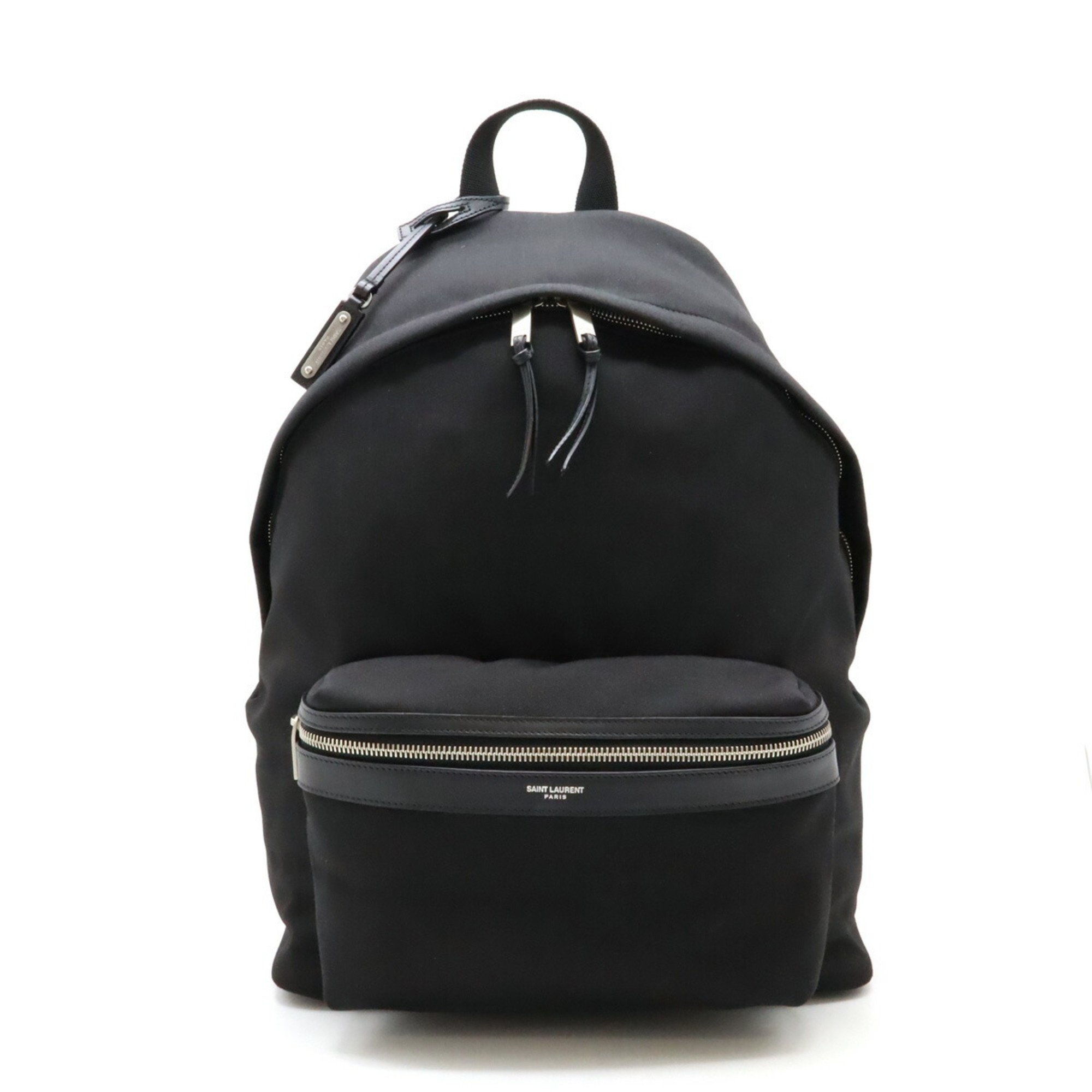 SAINT LAURENT PARIS YSL Yves Saint Laurent City Backpack Rucksack Nylon Leather Black 534967