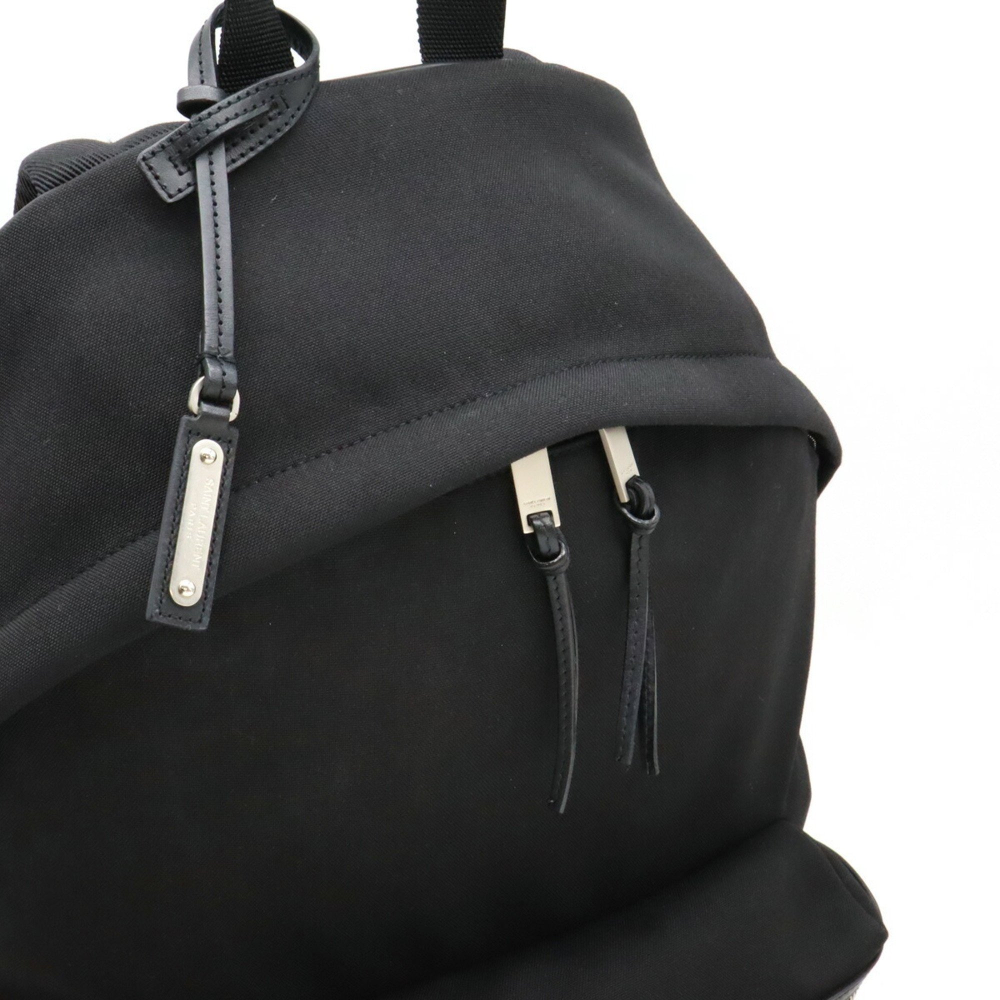 SAINT LAURENT PARIS YSL Yves Saint Laurent City Backpack Rucksack Nylon Leather Black 534967