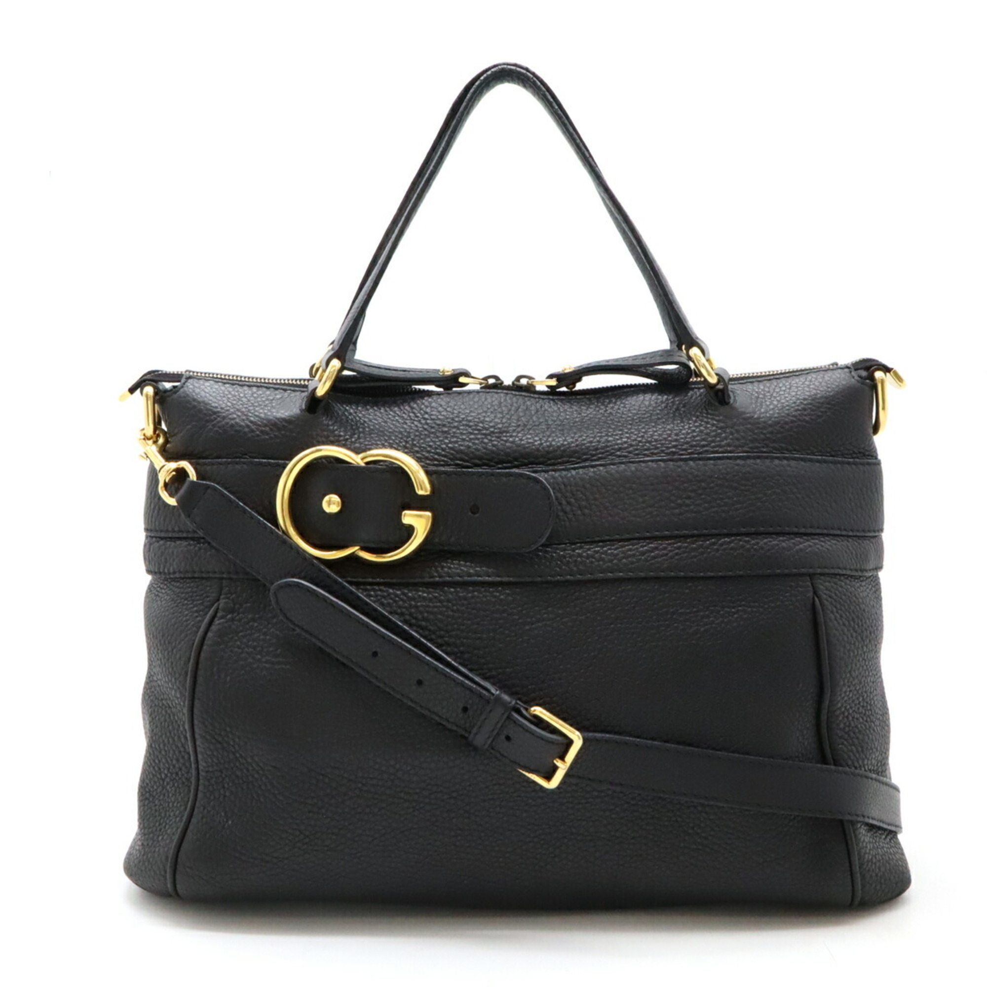 GUCCI GG Ride Tote Bag Shoulder Leather Black 269963