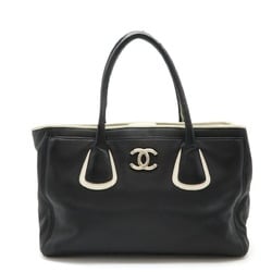 CHANEL Chanel Executive Line Coco Mark Tote Bag Shoulder Black Off-White White Pouch Not Available