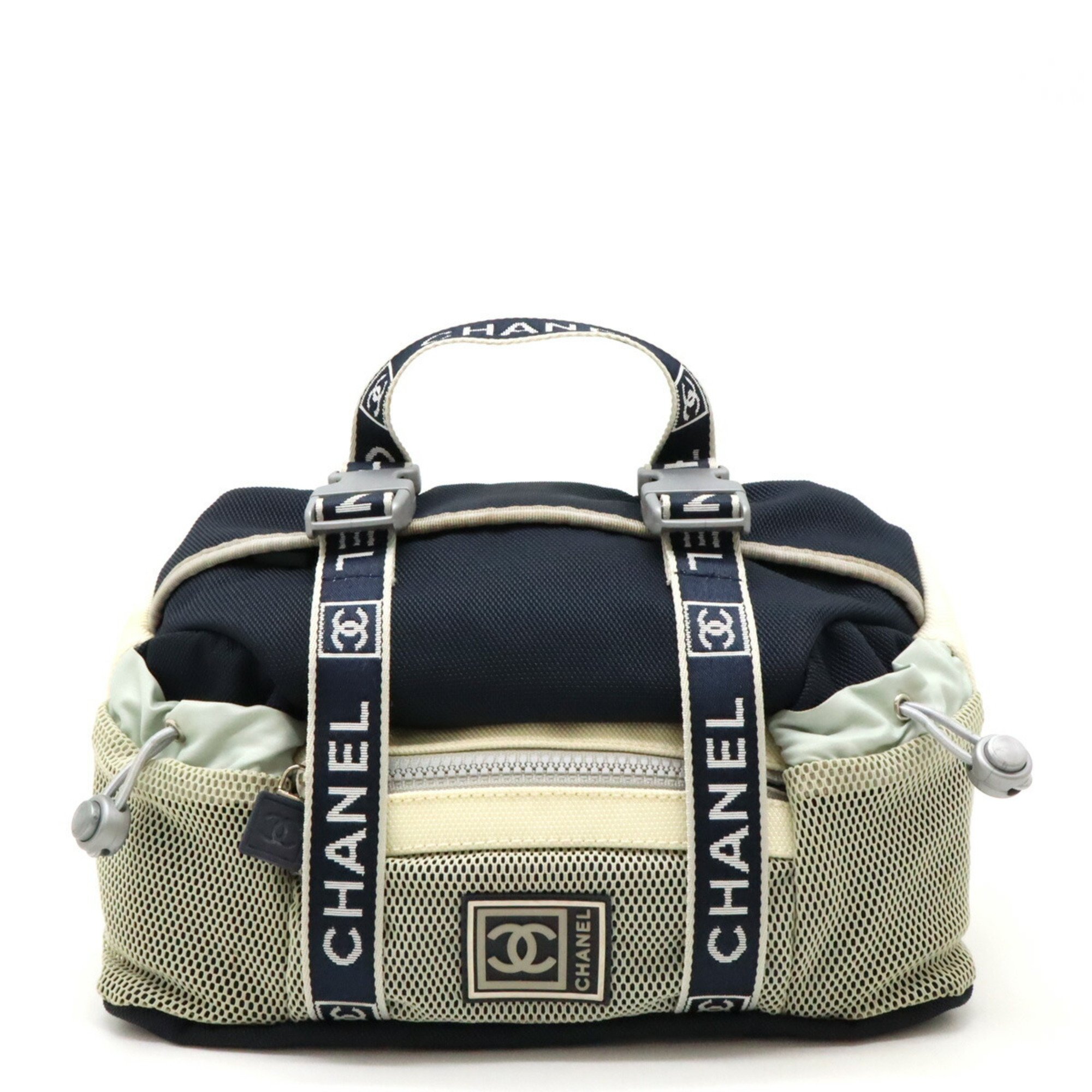 CHANEL Chanel Sport Line Coco Mark Waist Bag Body Handbag Nylon Canvas Navy Gray A27892